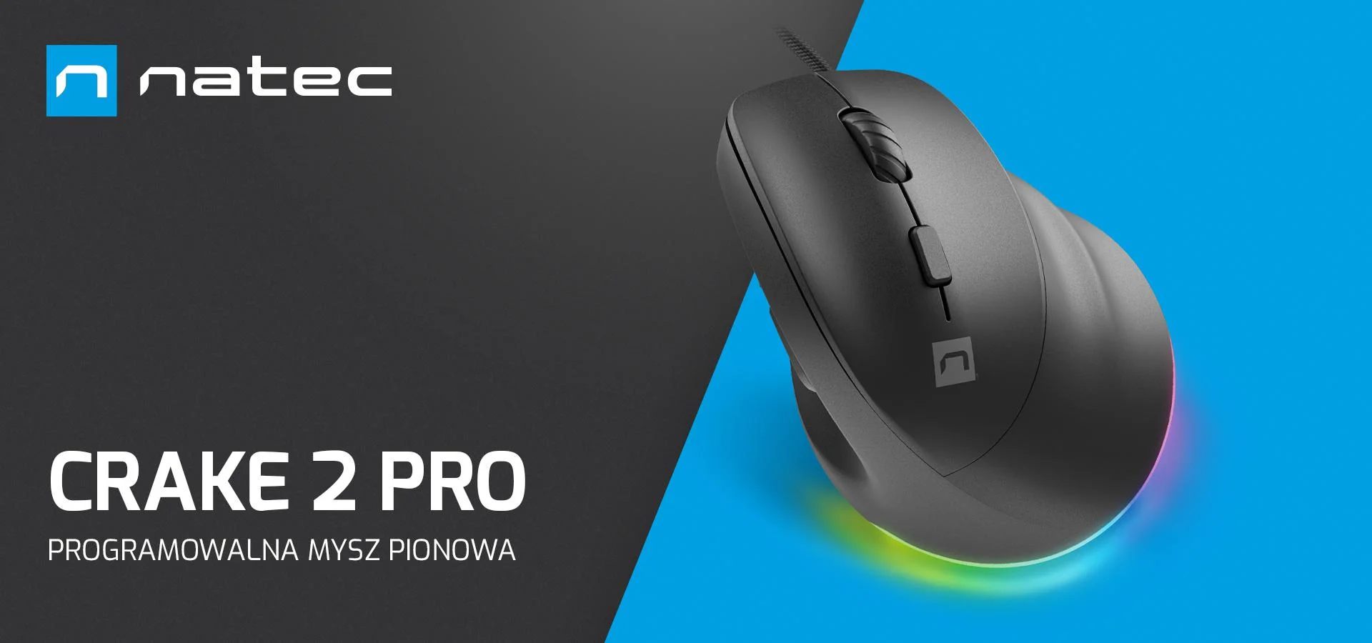 Mysz wertykalna Natec Crake 2 Pro 12800DPI biały