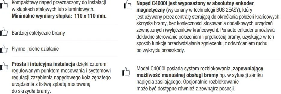 Napęd/siłownik FAAC C4000I do bramy przesuwnej w słupku (109001)