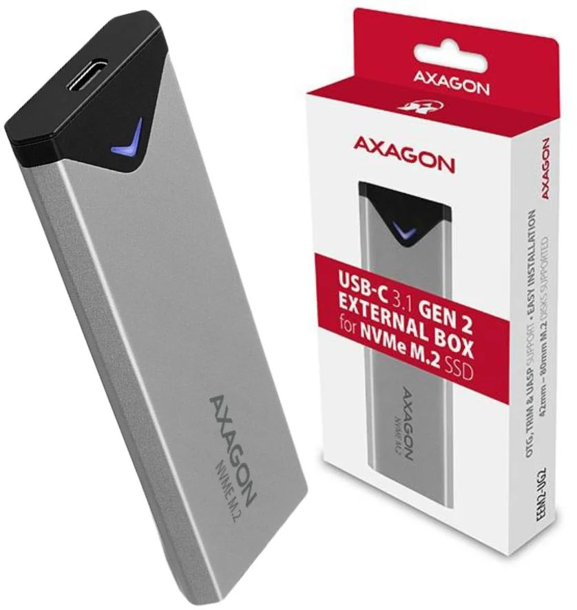Obudowa dysku M.2 Axagon EEM2-UG2 USB-C 3.2 Gen 2 M.2 NVMe - najważniejsze cechy: