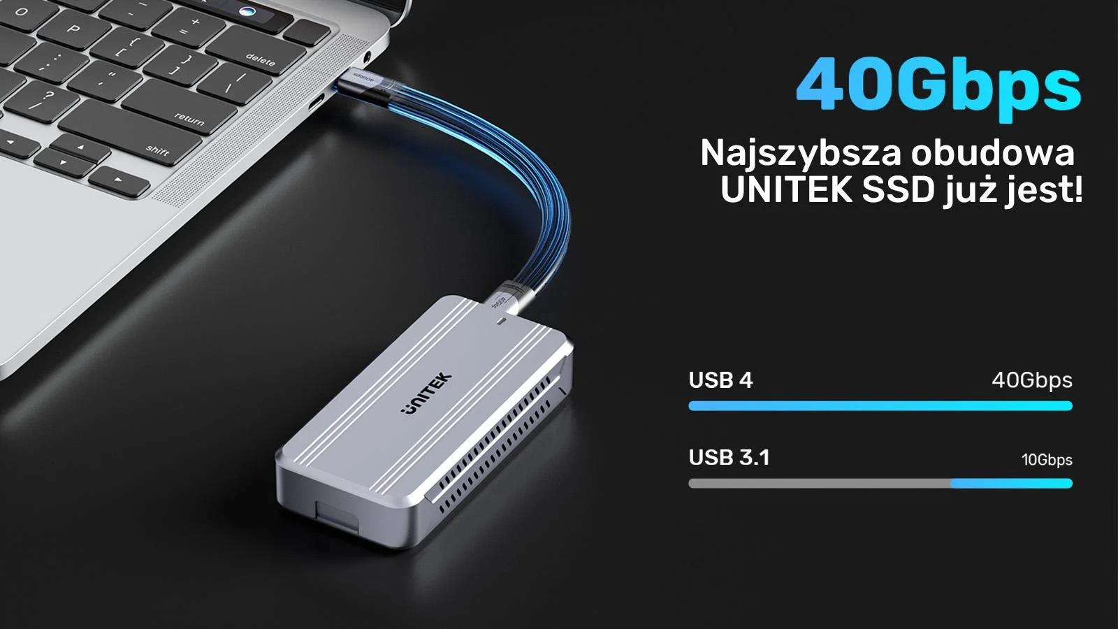 Obudowa dysku Unitek Aktywnie chłodzona obudowa M2 NvMe SSD USB4 40Gbps