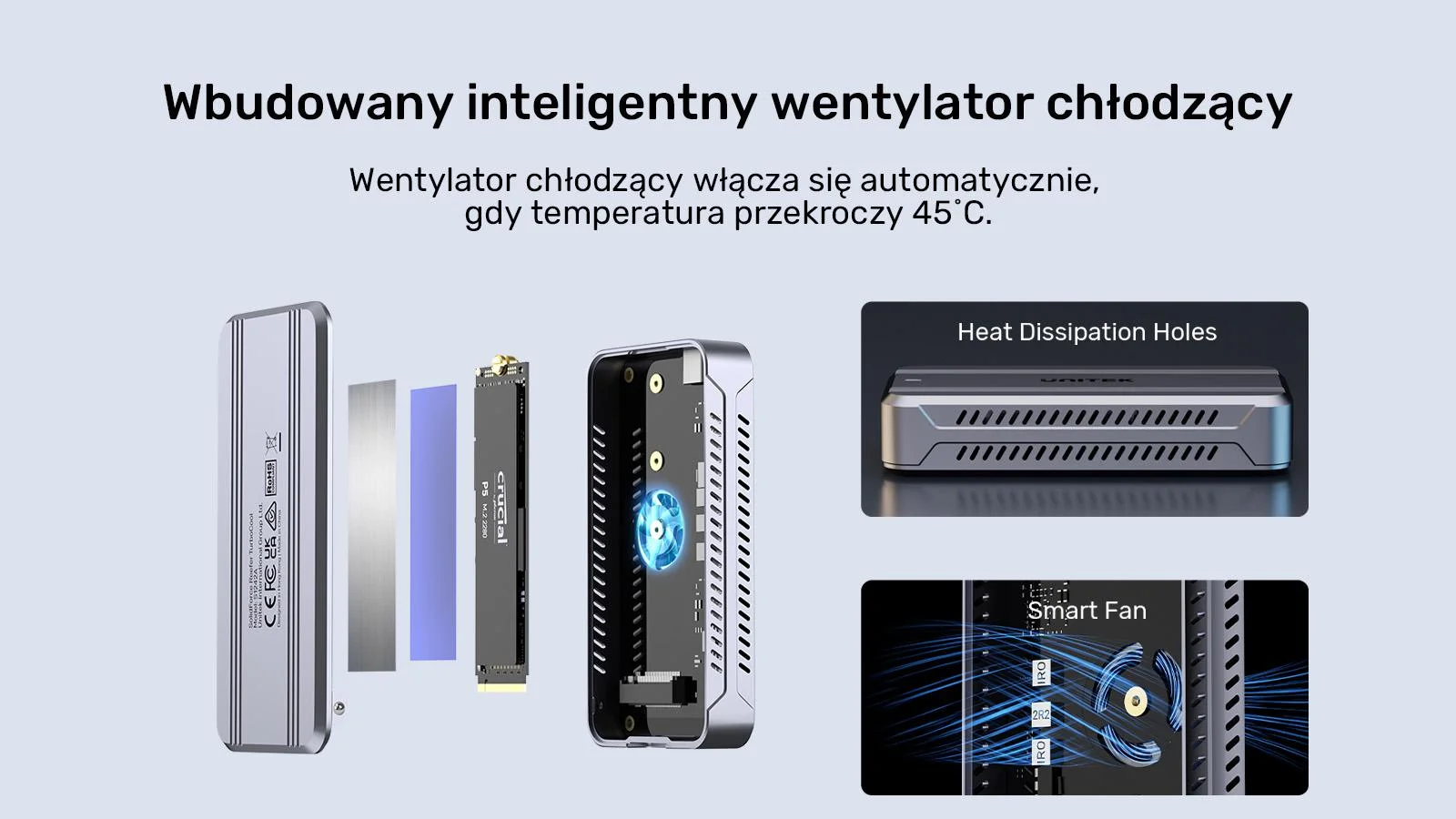 Obudowa dysku Unitek Aktywnie chłodzona obudowa M2 NvMe SSD USB4 40Gbps