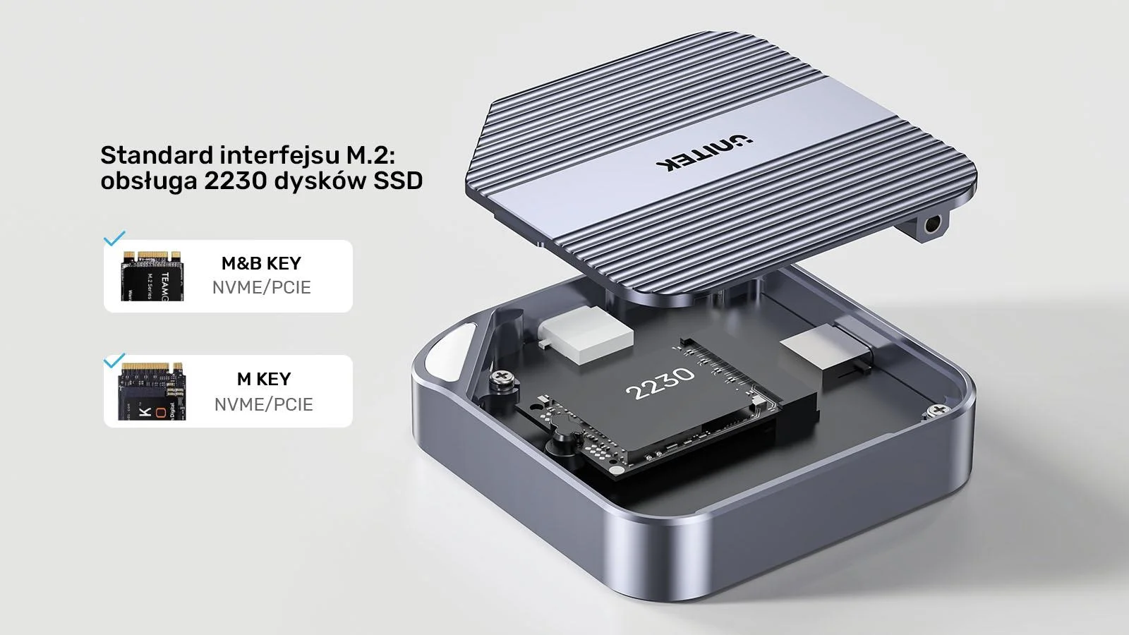 Obudowa dysku Unitek magnetyczna SolidForce Reefer USB-C do M.2 SSD (NVMe/SATA)