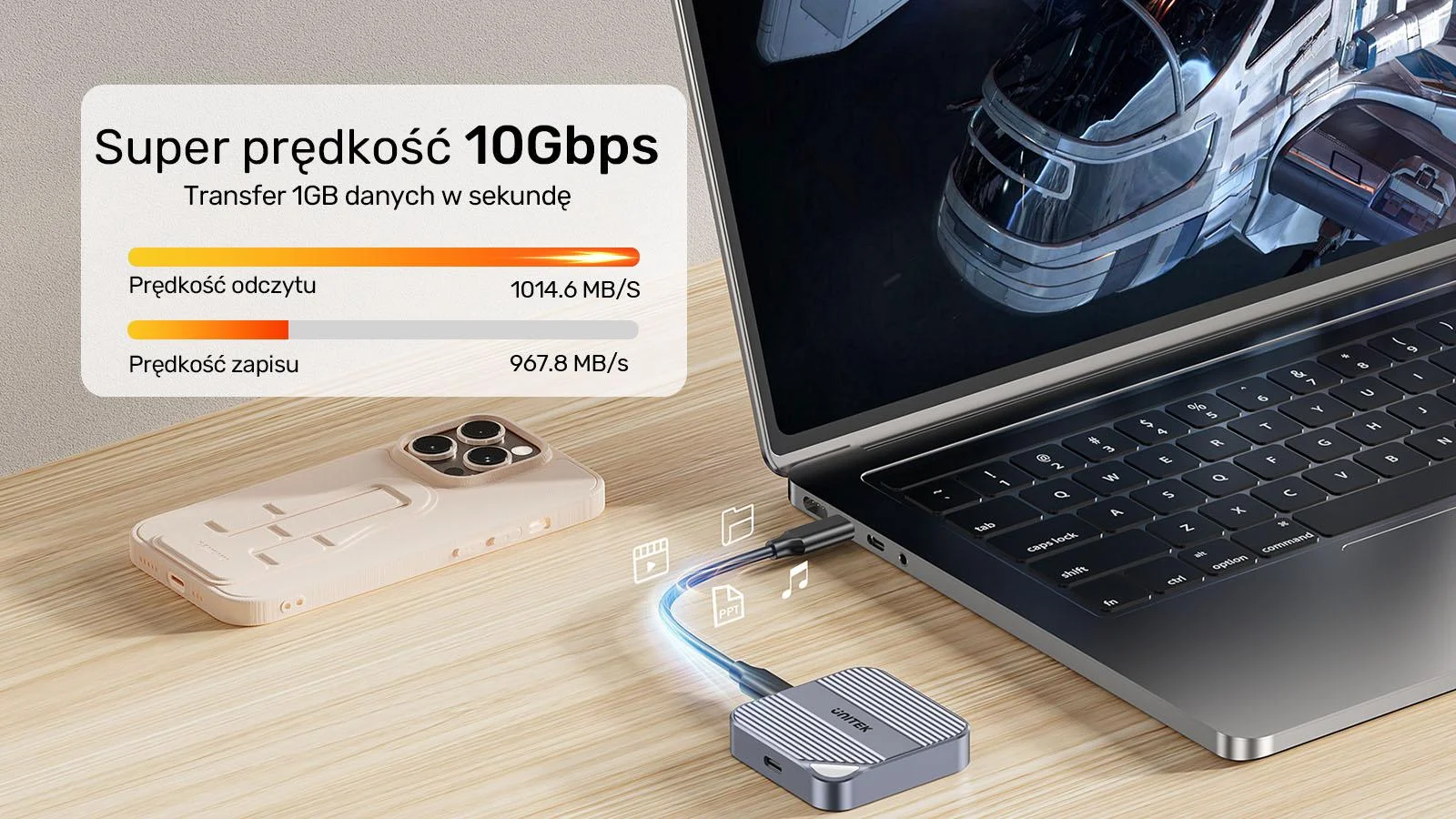 Obudowa dysku Unitek magnetyczna SolidForce Reefer USB-C do M.2 SSD (NVMe/SATA)