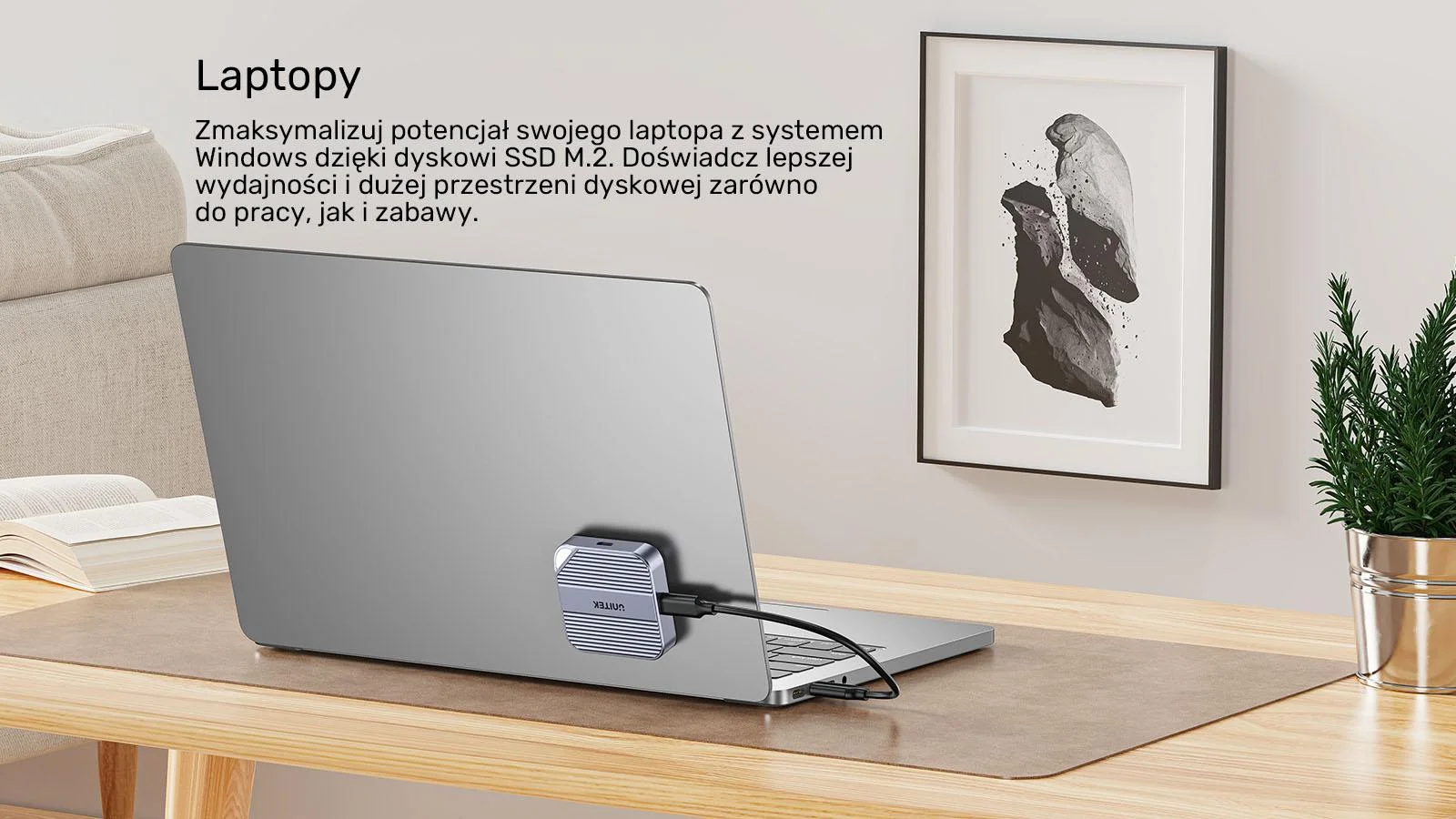 Obudowa dysku Unitek magnetyczna SolidForce Reefer USB-C do M.2 SSD (NVMe/SATA)