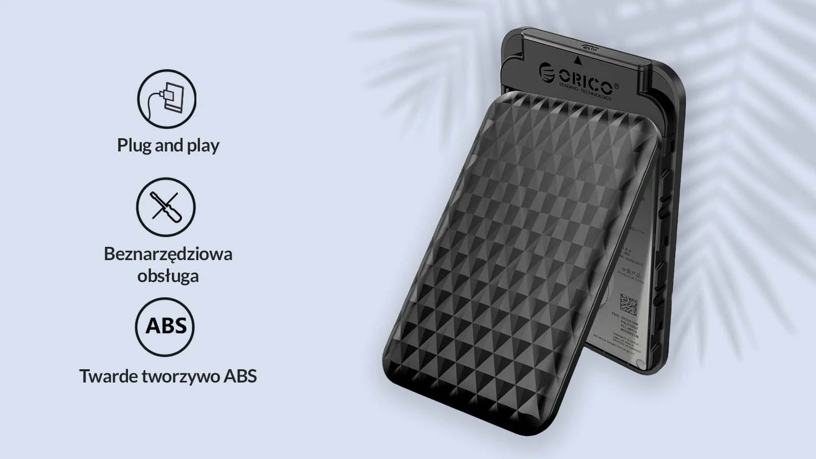 Obudowa na dysk HDD/SSD Orico 2,5'' kabel USB-C 3.1