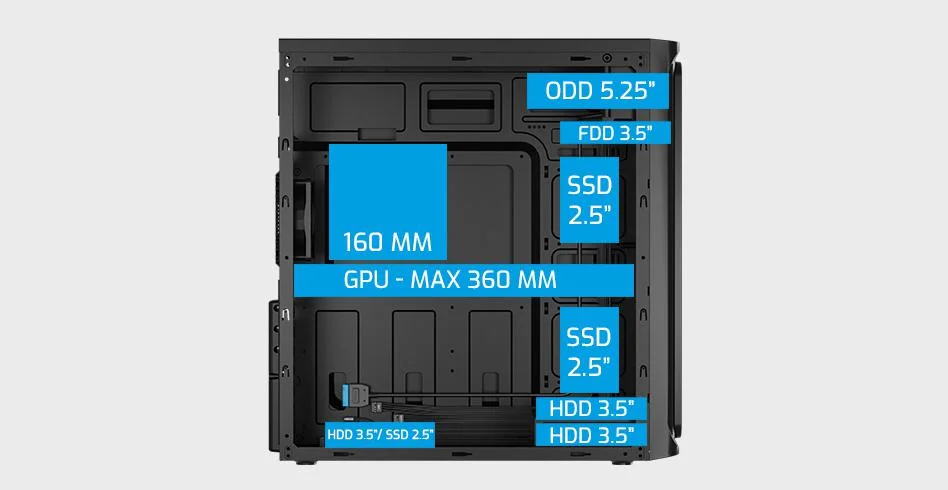 OBUDOWA NATEC CABASSU G2 MIDI TOWER CZARNA