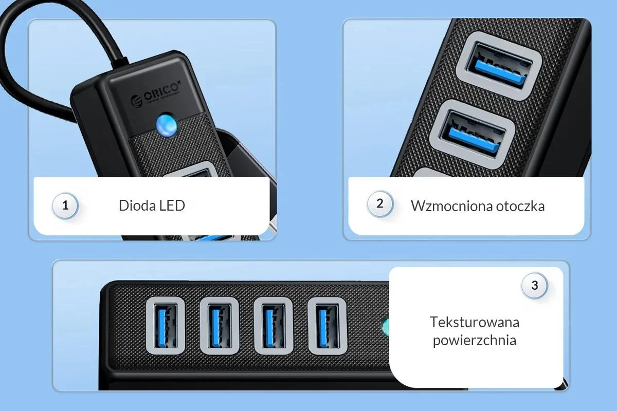 Orico Hub USB-C 4x USB-A 3.1 czarny