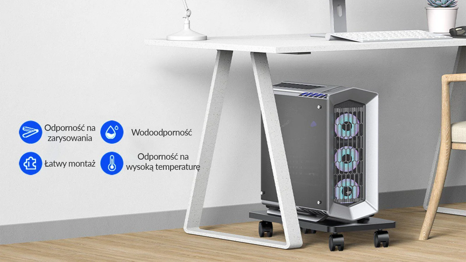 Orico Stojak na komputer PC, stalowy, kółka