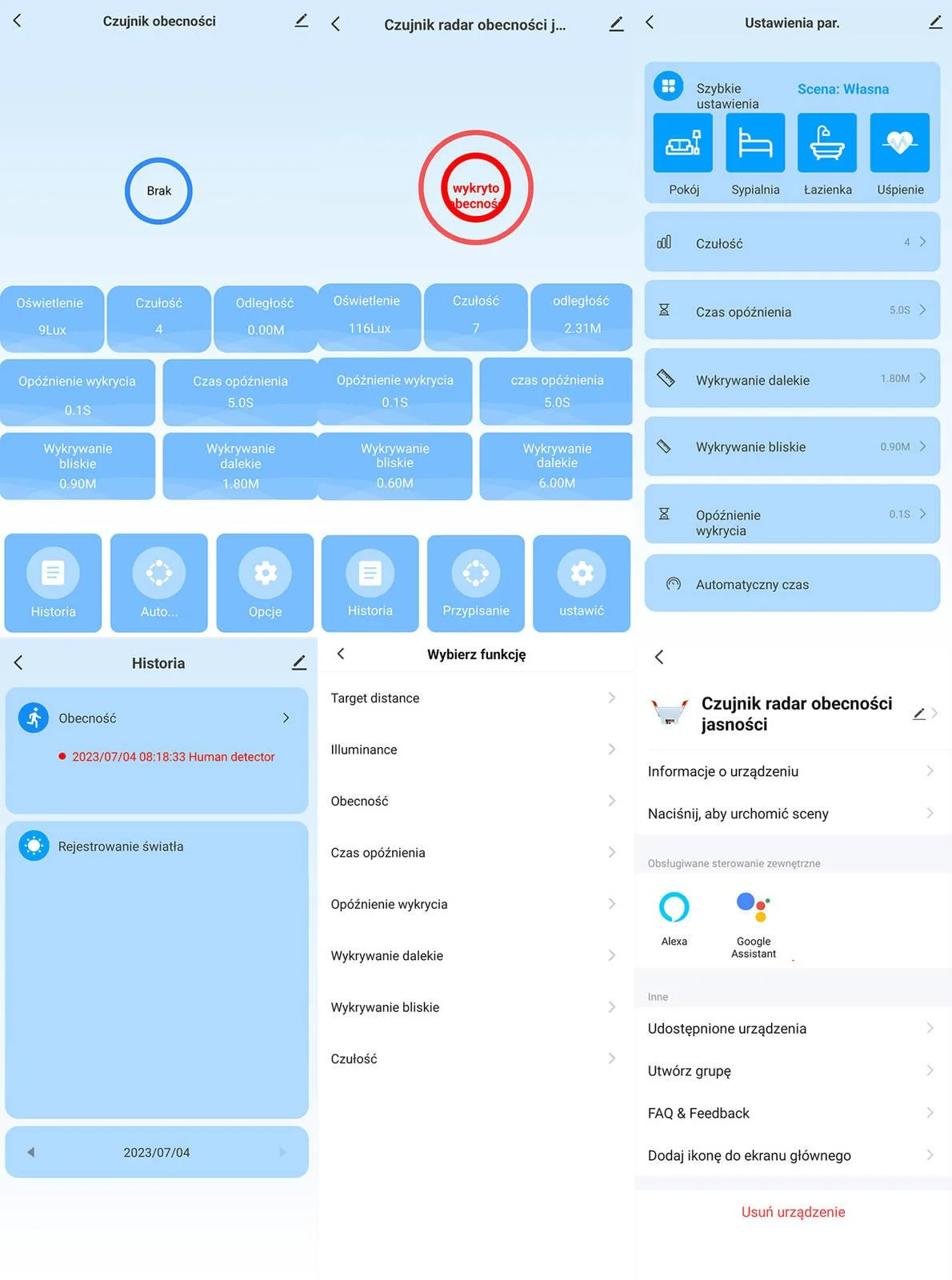 OXT Czujnik radar obecności jasności 230V WiFi TUYA T150