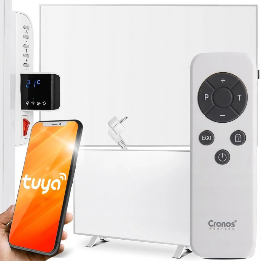 Promiennik IR 600W CRONOS® Synthelith PRO CRP-600TWP Grey + nóżki + pilot zdalnego sterowania + moduł Wi-Fi i termostat - najważniejsze cechy: