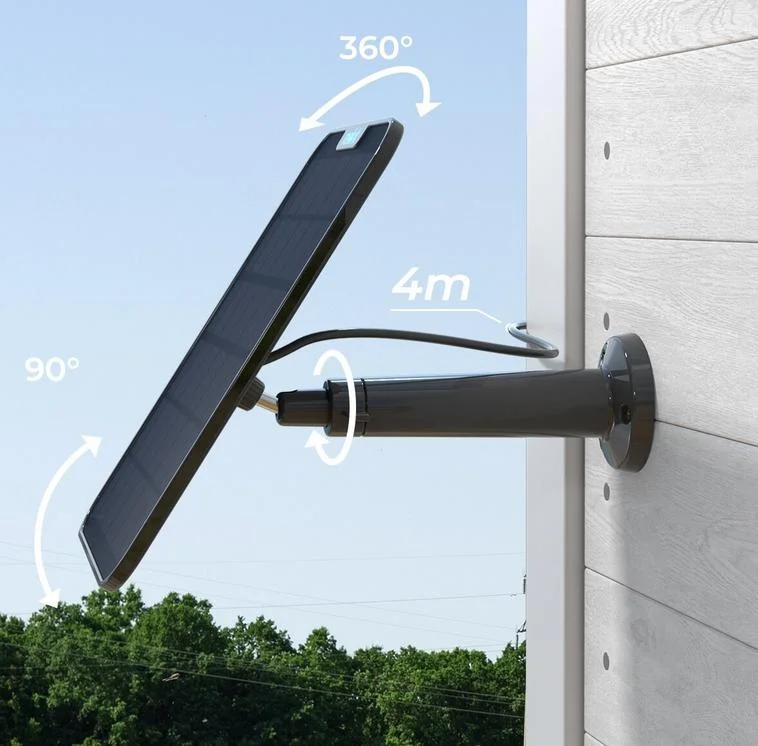 Czarny panel solarny do zasilania kamer Reolink 2 5,8W - regulowany uchwyt, przewód o długości 4m w zestawie