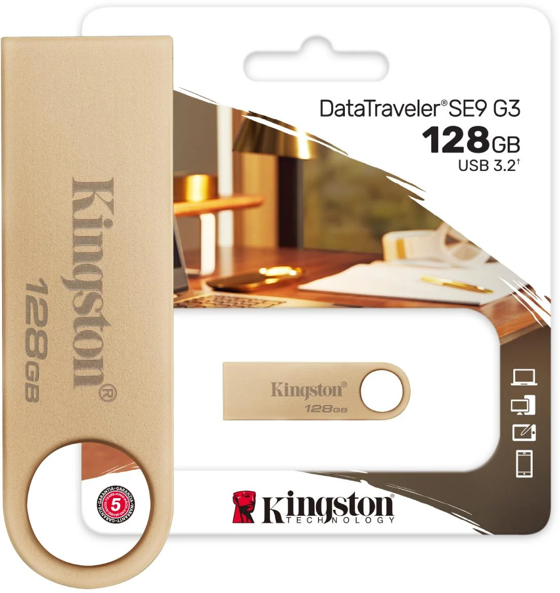 Pendrive Kingston Data Traveler DTSE9G3 128GB USB 3.2 Gen 1 - specyfikacja i dane techniczne pamięci masowej:
