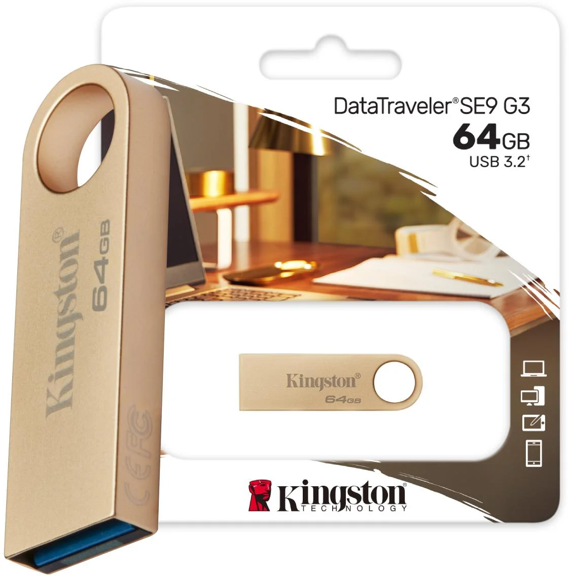 Pendrive Kingston Data Traveler DTSE9G3 64GB USB 3.2 Gen 1 - specyfikacja i dane techniczne pamięci masowej: