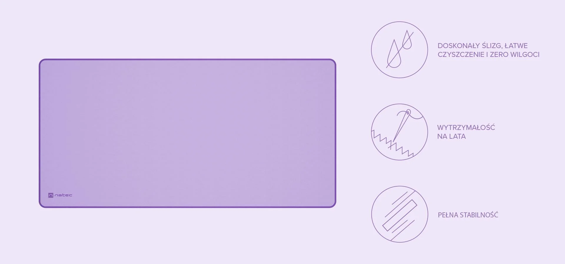 Podkładka pod mysz Natec Colors Series Pure Lavender 800x400mm
