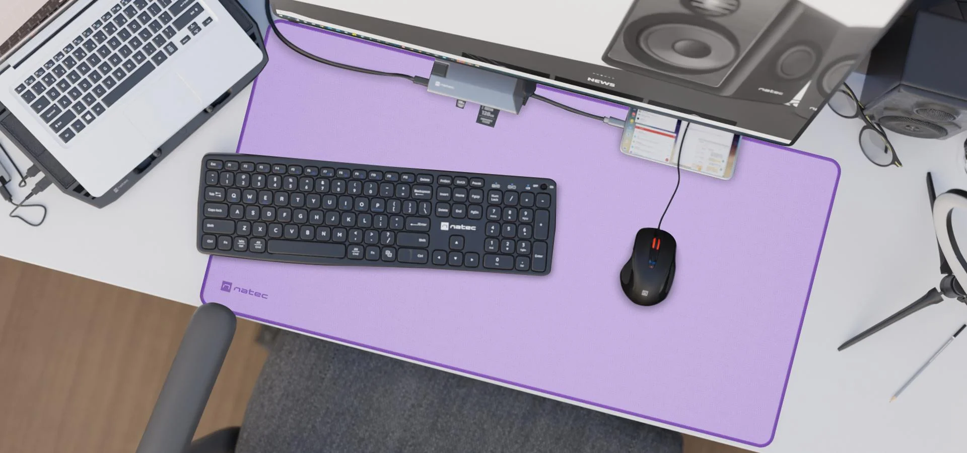 Podkładka pod mysz Natec Colors Series Pure Lavender 800x400mm