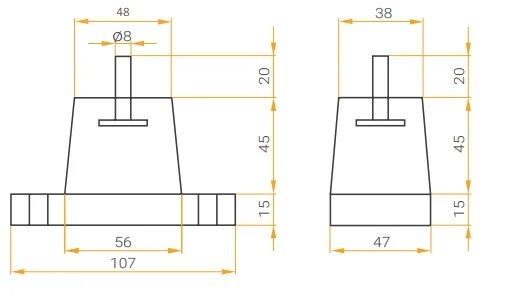 4 x stopka antywibracyjna IVENSIS IMS08 - wymiary: