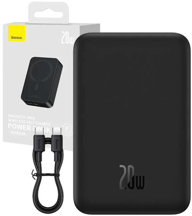 Powerbank Baseus Magnetic Mini PPCX150001 20000mAh 20W PD ŁADOWANIE INDUKCYJNE Qi USB-C KABEL USB-C – specyfikacja i dane techniczne: