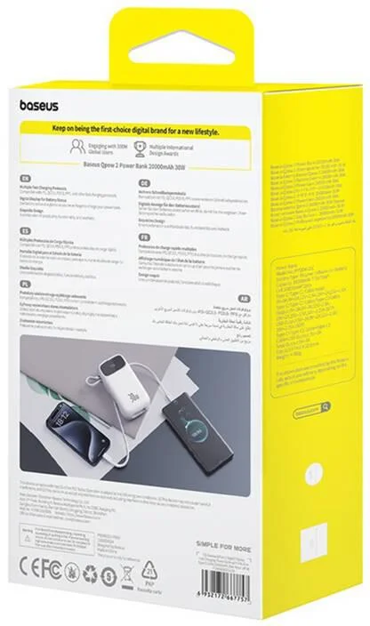 powerbank baseus qpow 2 10000mah 30w z 2 wbudowanymi kablami b5d13499c53e4da8b88948110450f57f