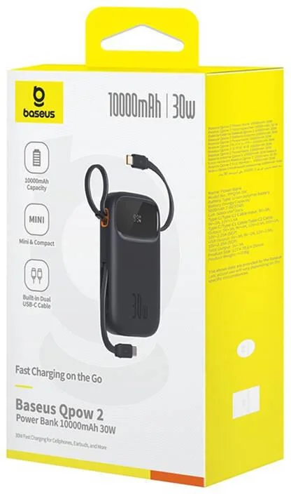 powerbank baseus qpow 2 10000mah 30w z 2 wbudowanymi kablami c6ddf91f14714a9c9d9719215cfe3f20