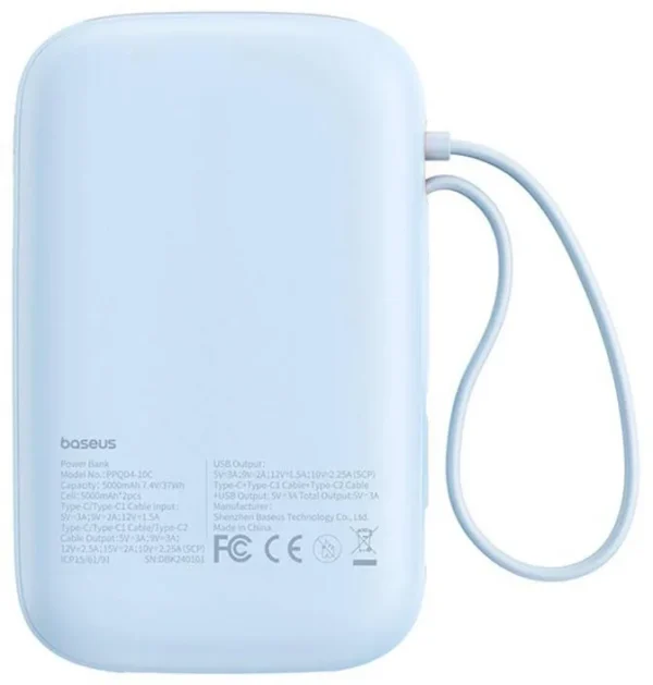 powerbank baseus qpow 2 10000mah 30w z 2 wbudowanymi kablami e41a3a93fcfe4a1ca13d9a0ac296e589