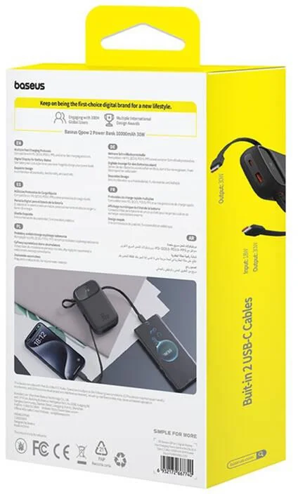 powerbank baseus qpow 2 10000mah 30w z 2 wbudowanymi kablami fea5a0d1ec994c499537e040e423b5e4