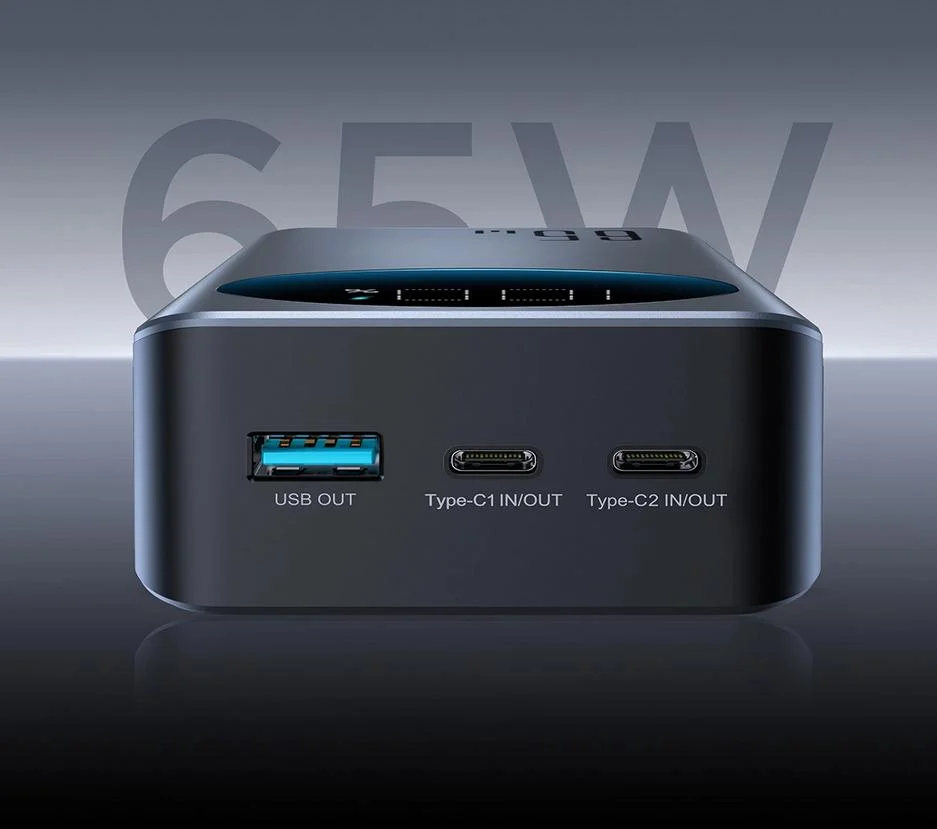 Powerbank z kablem Joyroom Digital Display JR-PBF05 30000 mAh 65 W PD 3.0 QC 3.0 1x USB-A 2x USB-C