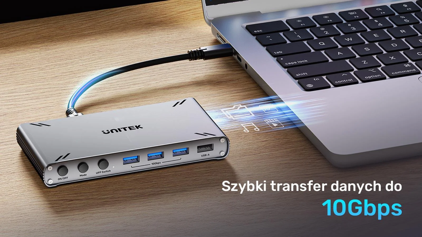 Przełącznik KVM Unitek USB-C 10Gbps z HDMI i transferem plików między systemami