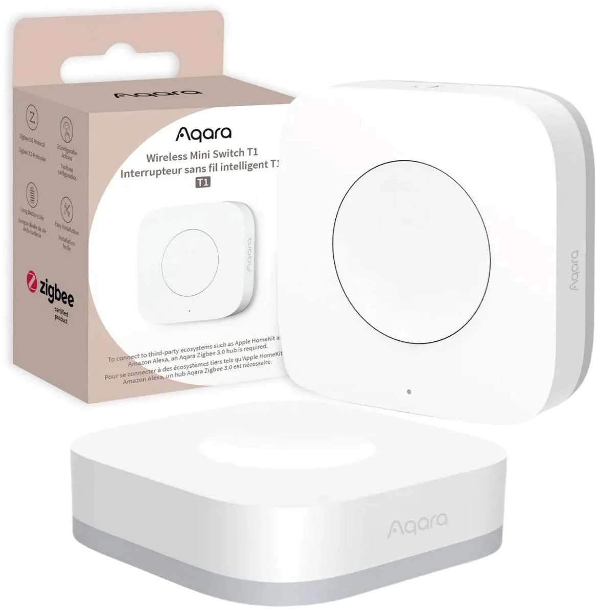 Przełącznik bezprzewodowy BIAŁY 1 przycisk Aqara Wireless Mini Switch T1 - najważniejsze cechy: