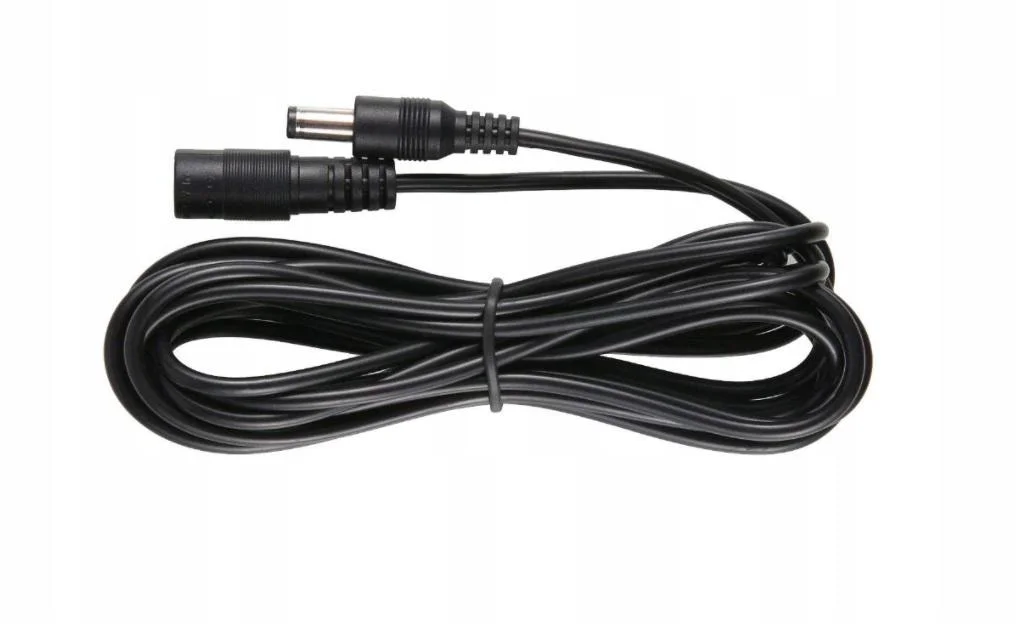 Przedłużacz DC 5.0m dwużyłowy 2x0.5mm2 w oplocie wtyk/gniazdo 2.1x5.5 mm - opis