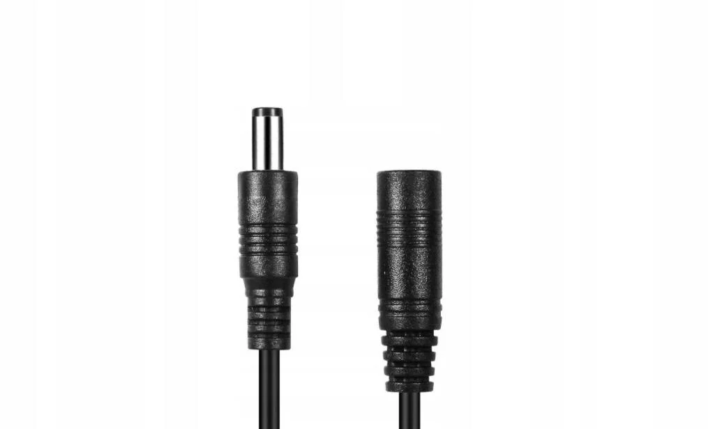 Przedłużacz DC 5.0m dwużyłowy 2x0.5mm2 w oplocie wtyk/gniazdo 2.1x5.5 mm - najważniejsze cechy: