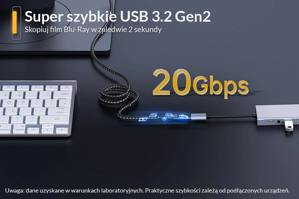 Przedłużacz USB Orico USB-C 3.2 20Gbps, 4K, 100W, 1m