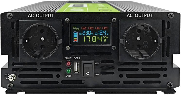 PRZETWORNICA NAPIĘCIA Green Cell PowerInverter LCD 12V / 230V 2000W/4000W CZYSTA SINUSOIDA