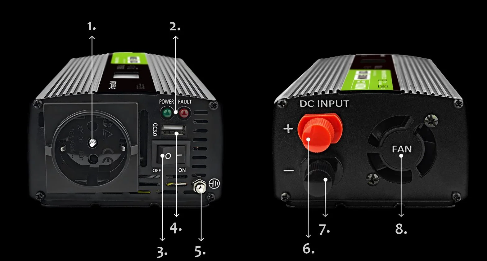 PRZETWORNICA NAPIĘCIA Green Cell PowerInverter LCD 12V / 230V 500W/1000W CZYSTA SINUSOIDA