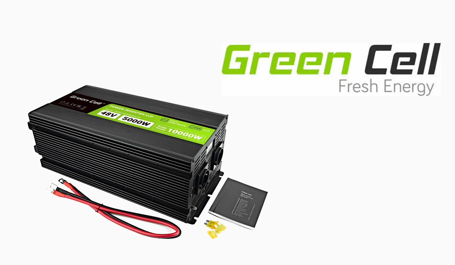 PRZETWORNICA NAPIĘCIA Green Cell PowerInverter LCD 48V / 230V 5000/10000W CZYSTA SINUSOIDA