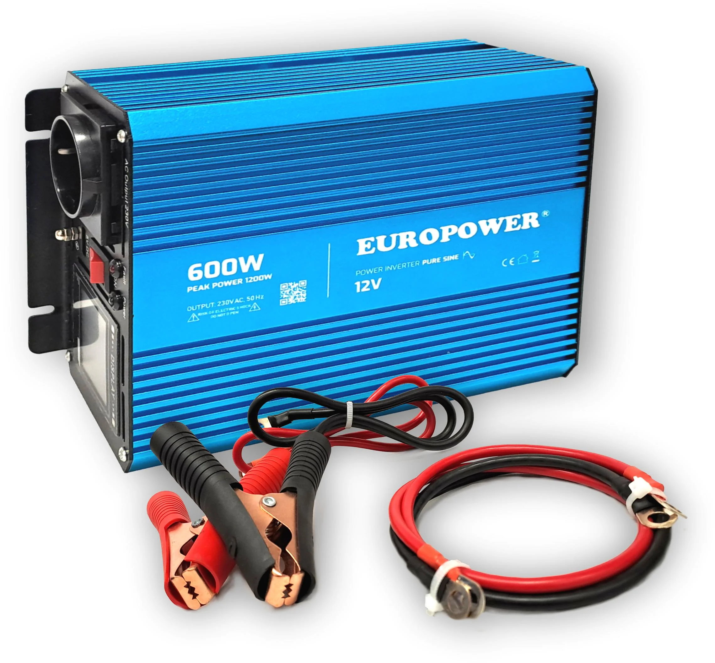 PRZETWORNICA NAPIĘCIA INWERTER EUROPOWER 12V DC / 230V AC 600W / 1200W CZYSTY SINUS - najważniejsze cechy: