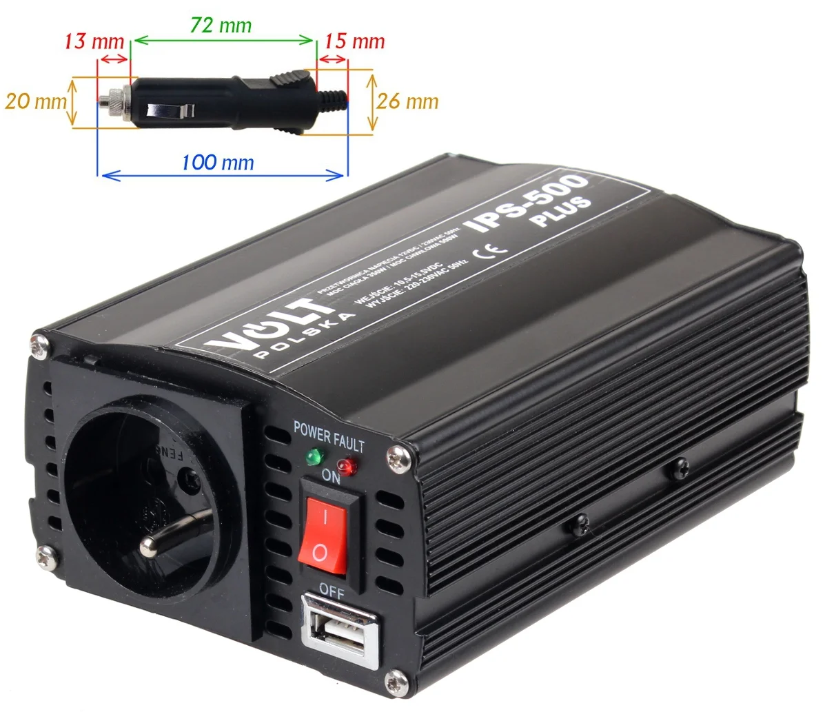 PRZETWORNICA IPS-500 PLUS
12V / 230V 350/500W