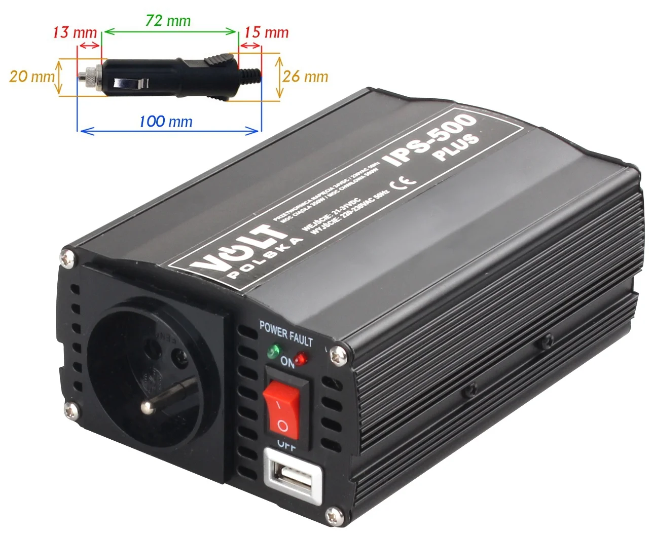 PRZETWORNICA IPS-500 PLUS
24V / 230V 350/500W