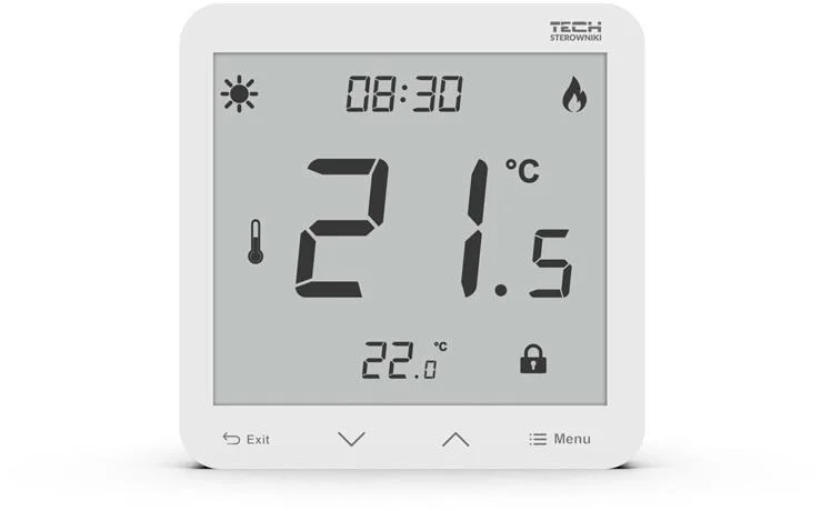 Przewodowy dwustanowy regulator pokojowy podtynkowy biały ST-297z v3 Tech sterowniki
