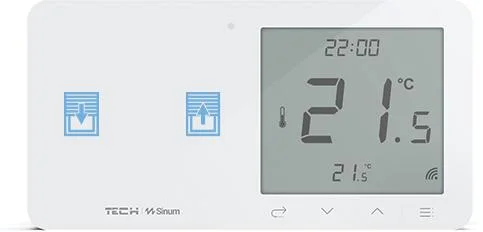 Przewodowy regulator pokojowy z włącznikiem rolet biały WZR-02ML Tech Sterowniki