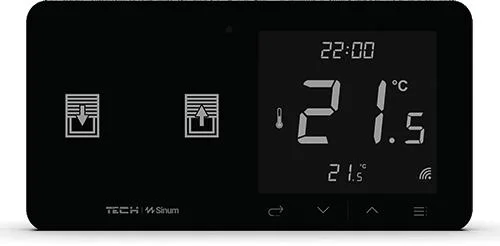 Przewodowy regulator pokojowy z włącznikiem rolet czarny WZR-02ML Tech Sterowniki