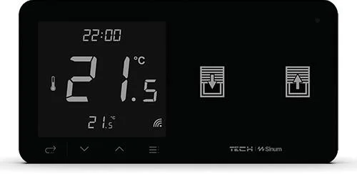 Przewodowy regulator pokojowy z włącznikiem rolet czarny WZR-02MP Tech Sterowniki