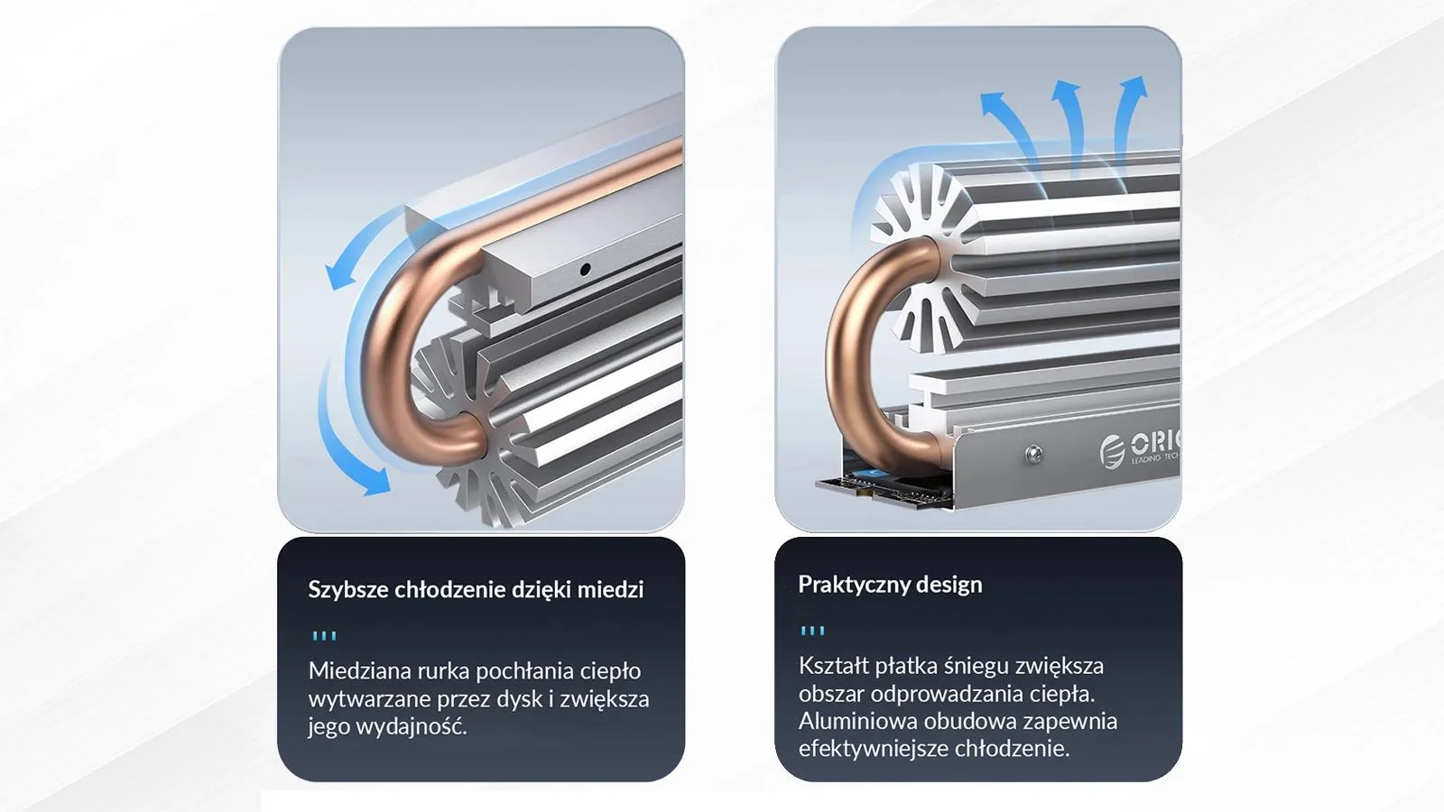 Radiator do dysku M.2 Orico M2HS6-SV-BP miedziany