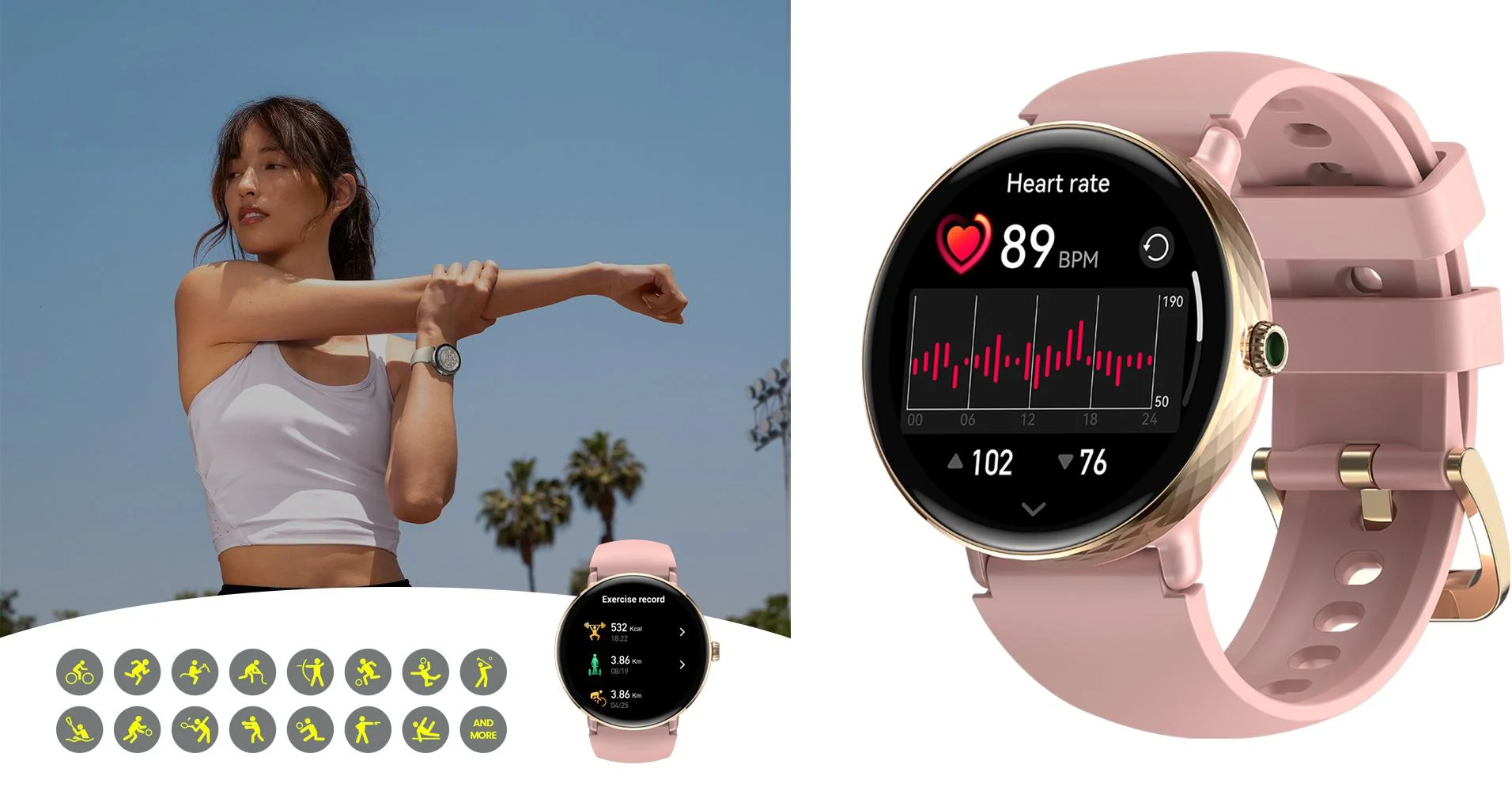 Smartwatch Zeblaze Lily 2 - różowy