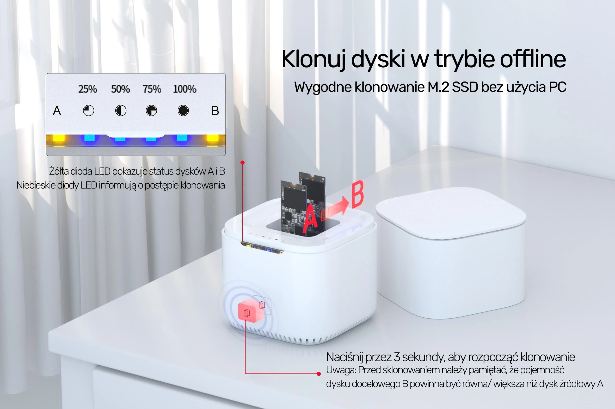 Stacja klonująca Unitek S1207A 2xM.2 PCIe/NVMe 10Gbps