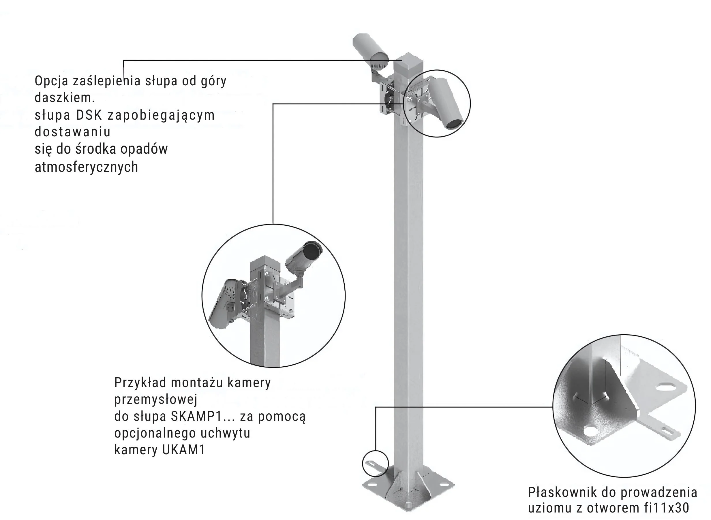 Słup ATS SKAMP1/3 pod montaż kamer CCTV