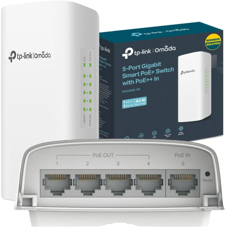 Przełącznik Omada Smart TP-Link SG2005P-PD 5 portów gigabitowych, w tym 1 port PoE++ IN i 4 porty PoE+ OUT - najważniejsze cechy: