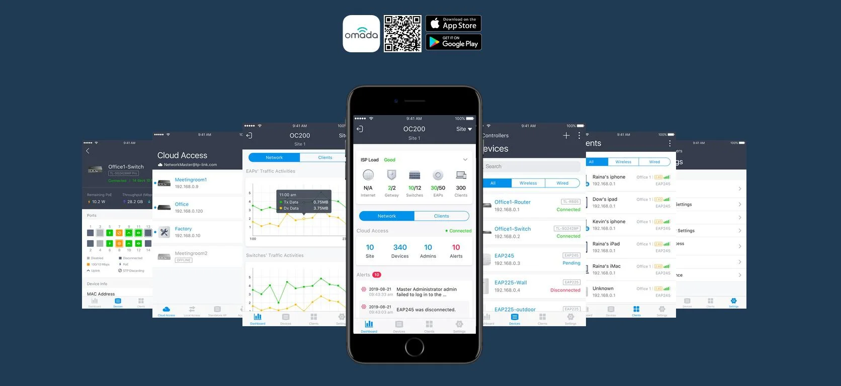 Przełącznik Smart JetStream 16 portów gigabitowych TP-Link TL-SG2016P - wygoda zarządzania z aplikacją mobilną Omada