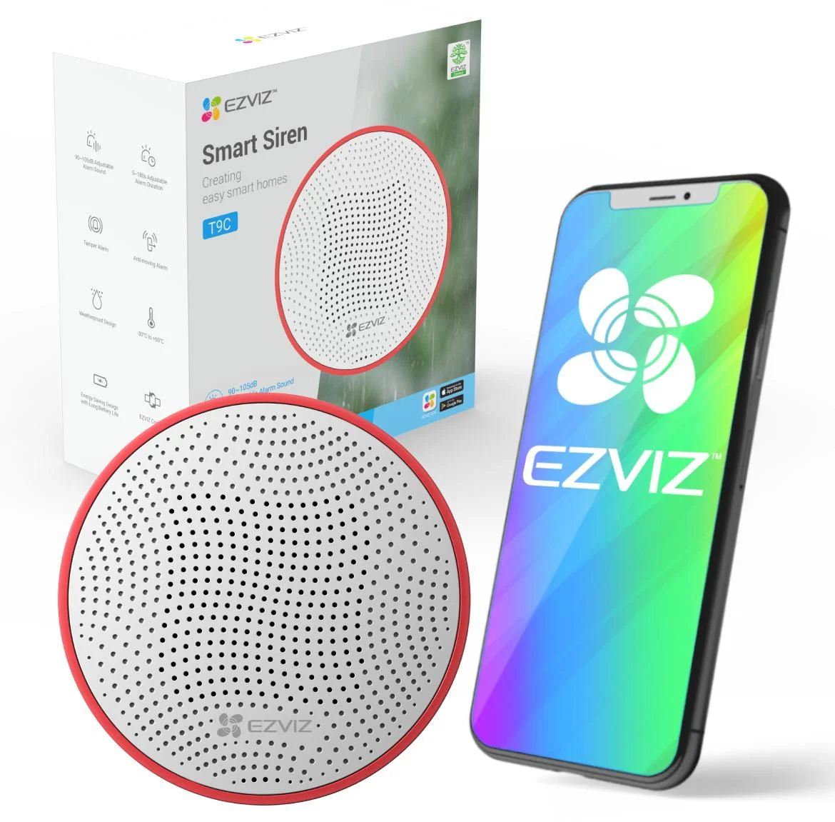 EZVIZ T9C inteligentna syrena alarmowa do bramki domowej EZVIZ A3 - najważniejsze cechy: