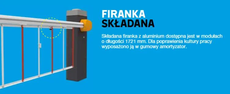 Szlaban CAME LS4 z ramieniem G0402 do 4m i naklejkami odblaskowymi