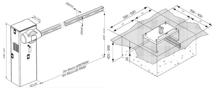 Szlaban kompletny BFT MOOVI 60 KIT RAL 7015 4m